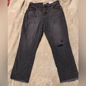 NWT Loft Black Distressed Straight Crop High Rise